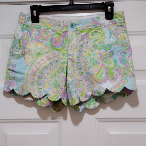 Lilly Pulitzer The Buttercup Shorts Women Size 0 Green Floral - Picture 1 of 7
